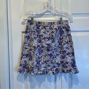 Handmade Purple Floral Mini Skirt - Size Small